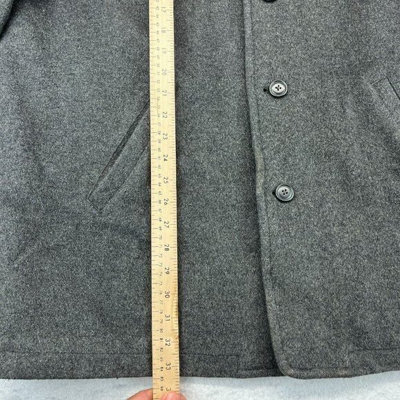 J.Crew Wool Coat XL Extra Large Men's Quilted Lined Dark Gray *Flaw* - Picture 7 of 12